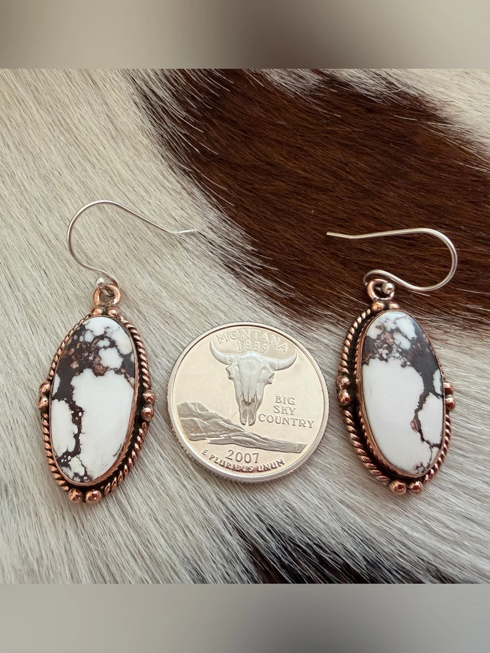 ❤️ Wild Horse Jasper Copper Earrings With Sterling French Hooks 1.70”L Beautiful